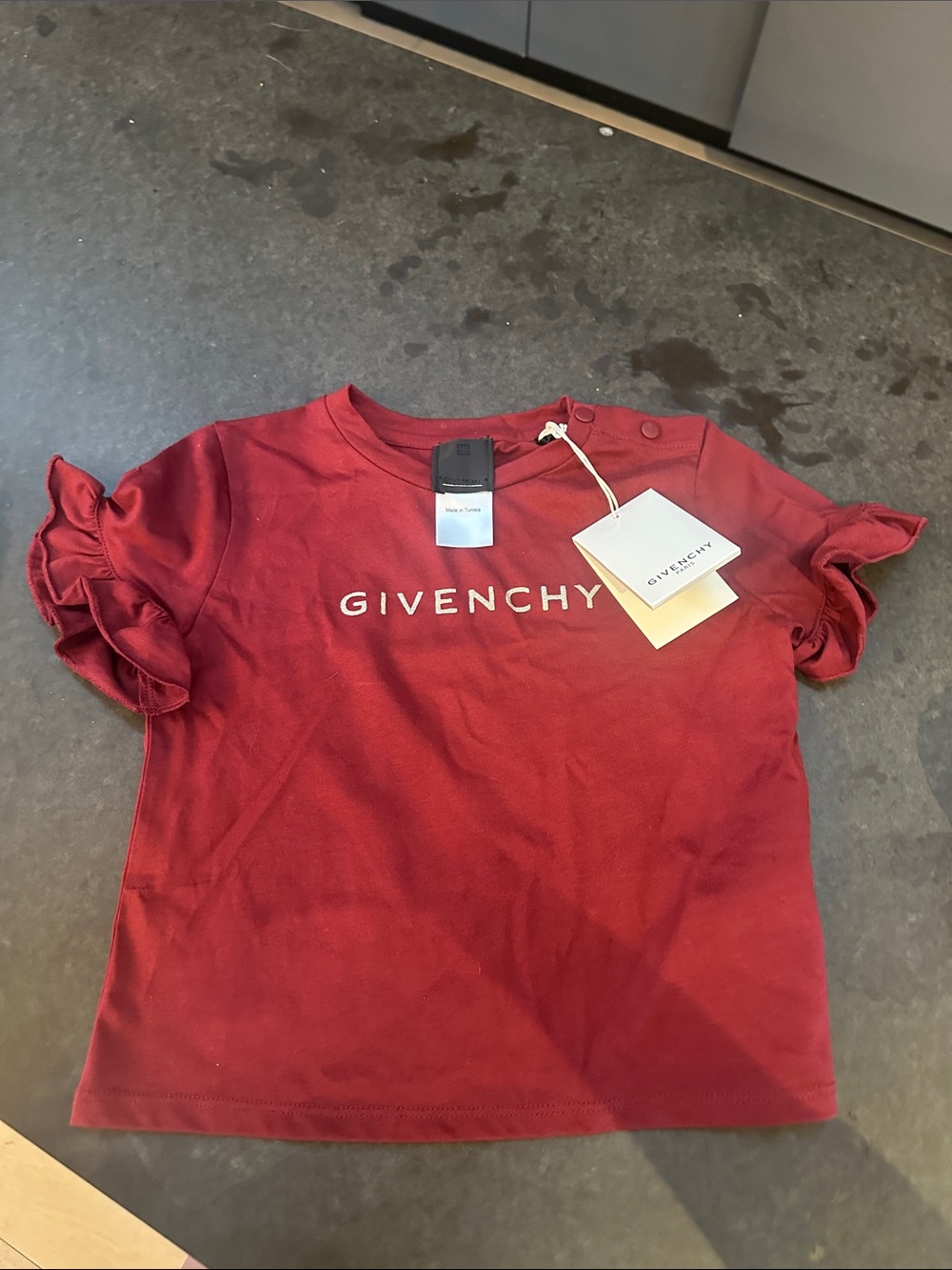 Givenchy Burgundy Short Sleeve Logo Tee Toddler